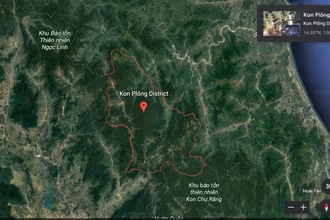 Khu vực huyện Kon Plông, nơi liên tiếp xảy ra các trận động đất vừa qua. (Ảnh: Google Earth)