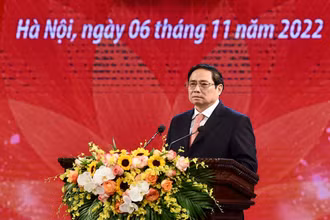 Thủ tướng Phạm Minh Chính phát biểu tại buổi lễ. (Ảnh: Trần Hải)