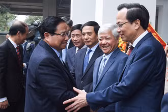 Thủ tướng Phạm Minh Chính đến dự Lễ công bố Nghị quyết của Quốc hội về thành lập Bộ Dân tộc và Tôn giáo.