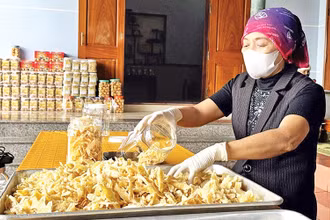 Sản phẩm mứt gừng của Hợp tác xã nông sản Vân Di.