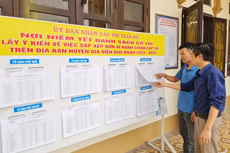 Cử tri huyện Gia Viễn (Ninh Bình) tìm hiểu, nghiên cứu quy trình sắp xếp, sáp nhập đơn vị hành chính của địa phương.