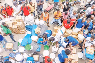 Điểm phát lương thực viện trợ người dân Haiti. (Ảnh UN NEWS)