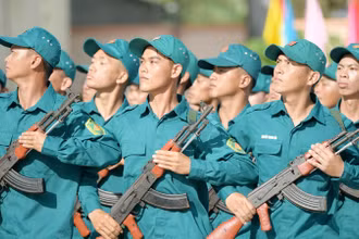 Bộ Chỉ huy Quân sự tỉnh Kiên Giang ra quân huấn luyện năm 2025. (Ảnh: PHƯƠNG VŨ)