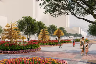 Phối cảnh cây hoàng kim tại Đường hoa Nguyễn Huệ Tết Giáp Thìn 2024.