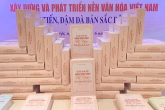 Cuốn sách Xây dựng và phát triển nền văn hóa Việt Nam tiên tiến, đậm đà bản sắc dân tộc. (Ảnh: VOV)