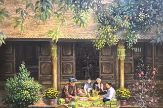 Một tác phẩm của nghệ sĩ Việt Nam trưng bày tại Triển lãm tranh Việt Nam-Nga “Những giá trị gia đình” (Ảnh minh hoạ)
