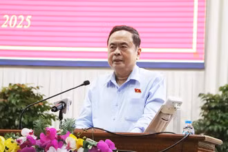 Đồng chí Trần Thanh Mẫn, Ủy viên Bộ Chính trị, Chủ tịch Quốc hội phát biểu tại Hội nghị.