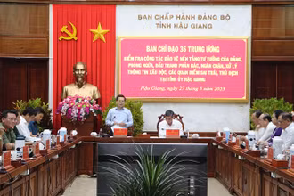 Đồng chí Vũ Trọng Hà, Chánh Văn phòng Ban Chỉ đạo 35 Trung ương phát biểu tại buổi làm việc.
