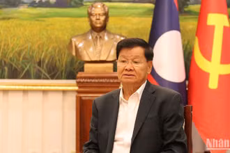 Tổng Bí thư, Chủ tịch nước Lào Thongloun Sisoulith. (Ảnh: TRỊNH DŨNG)