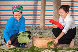 Nhân viên bảo hiểm Agribank tư vấn cho khách hàng.