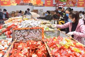 Người dân mua hàng Tết tại siêu thị Big C (Hà Nội). (Ảnh: ANH AN)