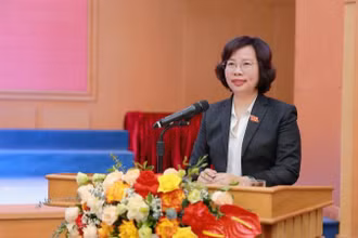 Bí thư Quận ủy Thanh Xuân Bùi Huyền Mai thông tin đến cử tri: 2024 là năm đầu tiên quận Thanh Xuân thu ngân sách ước đạt hơn 6.000 tỷ đồng.