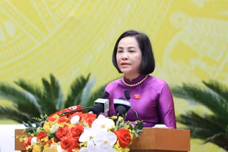 Phó chủ tịch Quốc hội Nguyễn Thị Thanh phát biểu tại phiên khai mạc kỳ họp thứ 17 của Hội đồng nhân dân thành phố Hà Nội.