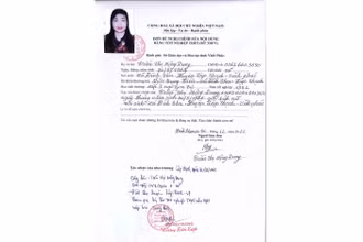 Giấy xác nhận tốt nghiệp Trung học phổ thông của bà Trần Thị Mộng Dung.