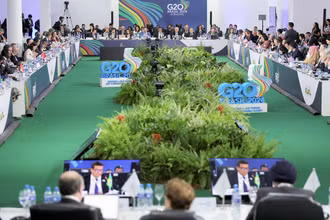 Toàn cảnh Hội nghị Bộ trưởng Tài chính và Thống đốc Ngân hàng Trung ương G20 tại Sao Paulo, Brazil. (Ảnh REUTERS)