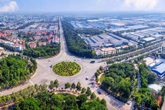 Một góc khu công nghiệp-đô thị và dịch vụ Mỹ Phước tại thị xã Bến Cát (Bình Dương) do Tổng công ty Becamex IDC đầu tư.