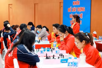 Các kỳ thủ bước vào tranh tài ở bộ môn cờ vua.