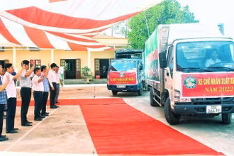 Xe chở nhãn xuất khẩu tại sự kiện.