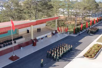 Quang cảnh duyệt đội ngũ tại Lễ ra quân huấn luyện Học viện Lục quân năm 2025.