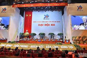 Quang cảnh phiên trọng thể Đại hội Đoàn toàn quốc lần thứ XII.