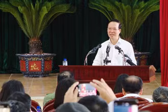 Chủ tịch nước phát biểu tại xã nông thôn mới Xuân Kiên, huyện Xuân Trường. (Ảnh: Hồng Quân).