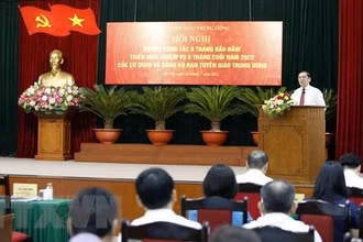 Hội nghị sơ kết công tác 6 tháng đầu năm, triển khai nhiệm vụ 6 tháng cuối năm 2022 của Ban Tuyên giáo Trung ương. (Ảnh: An Đăng/TTXVN) 