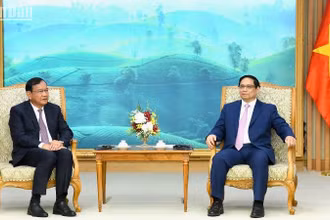 Thủ tướng Phạm Minh Chính tiếp ông Prak Sokhonn, Ủy viên Ban Thường vụ, Trưởng Ban Đối ngoại Trung ương Đảng Nhân dân Campuchia (CPP).