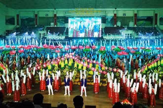 Quang cảnh đồng diễn chào mừng Đại hội Thể dục thể thao tỉnh Ninh Bình lần thứ bảy, năm 2022.