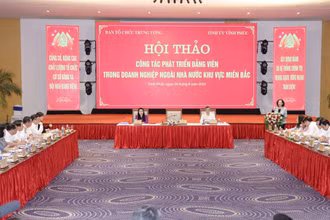 Toàn cảnh hội thảo phát triển đảng viên trong doanh nghiệp ngoài nhà nước.
