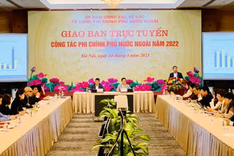 Quang cảnh Hội nghị giao ban trực tuyến công tác phi chính phủ nước ngoài năm 2022.