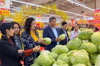 Lãnh đạo thành phố Hà Nội kiểm tra hàng hoá tại siêu thị GO! Thăng Long.