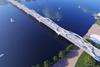 Dự án cầu Trần Hưng Đạo, một trong những nhiệm vụ được đưa vào "làn xanh" của thành phố Hà Nội. (Trong ảnh: Phối cảnh cầu Trần Hưng Đạo)