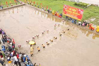 Toàn cảnh Lễ hội vua Hùng dạy dân cấy lúa. Đây là Lễ hội mang tính đặc trưng tiêu biểu khởi thủy của nghề trồng lúa nước ở Việt Nam gắn liền với thời đại Hùng Vương dựng nước.