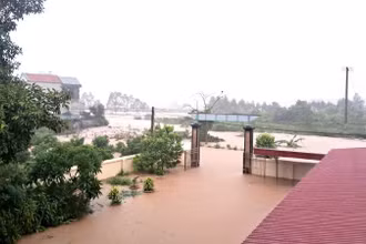 Nước lũ gây ngập tại xã Đại Sơn.