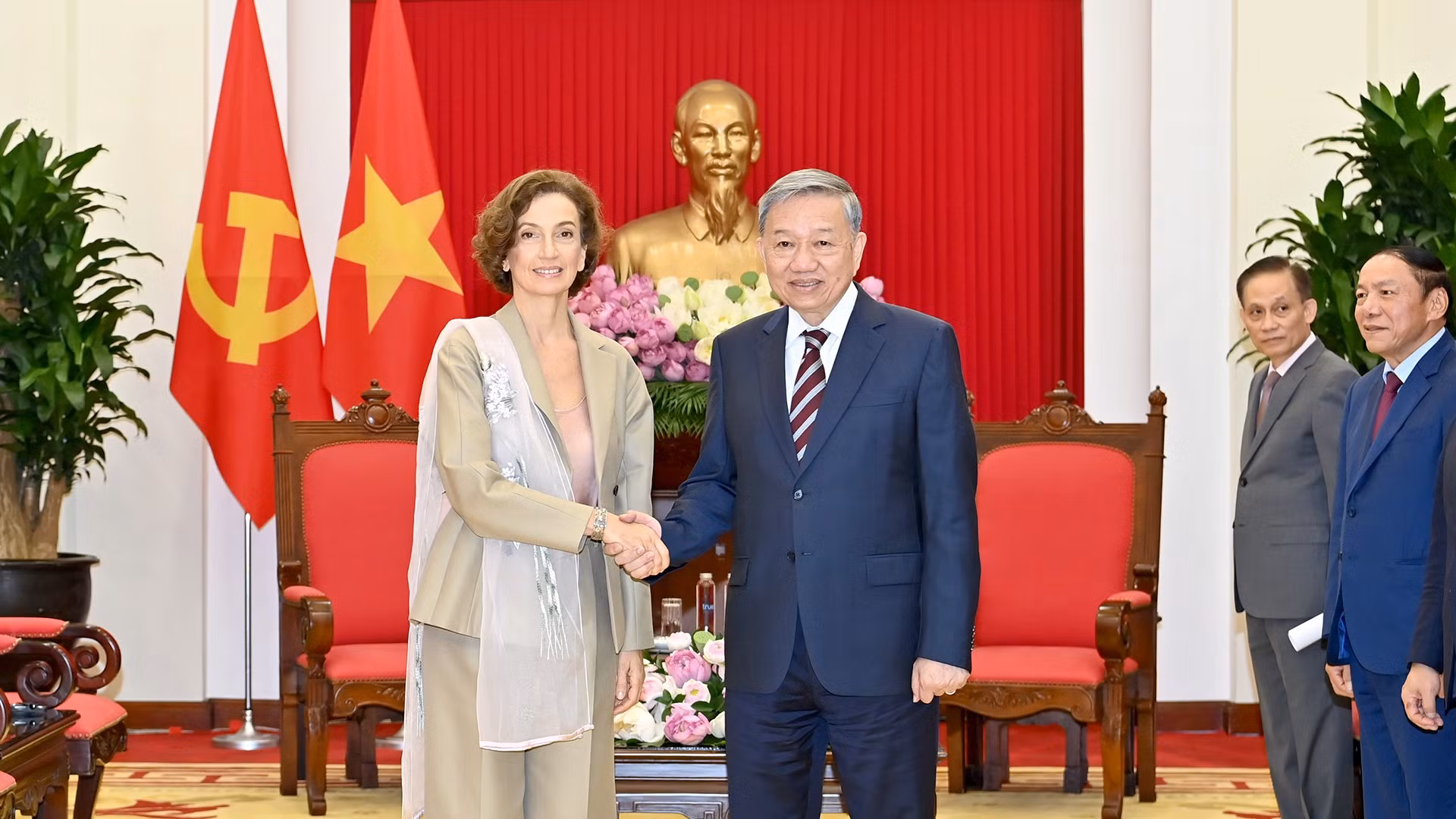 Tổng Bí thư Tô Lâm tiếp Tổng Giám đốc UNESCO Audrey Azoulay.
