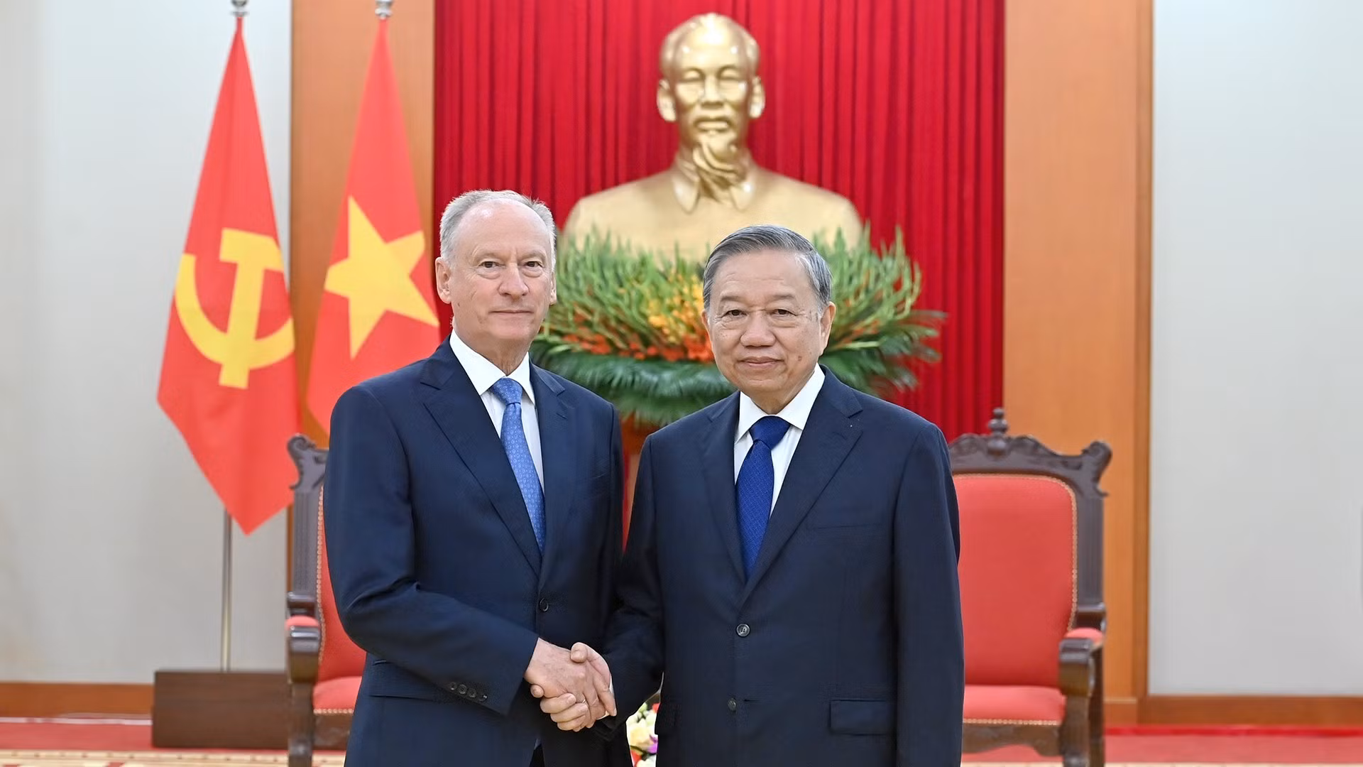 Tổng Bí thư Tô Lâm tiếp Trợ lý Tổng thống Nga, Chủ tịch Hội đồng Biển Liên bang Nga Nikolai Patrushev.