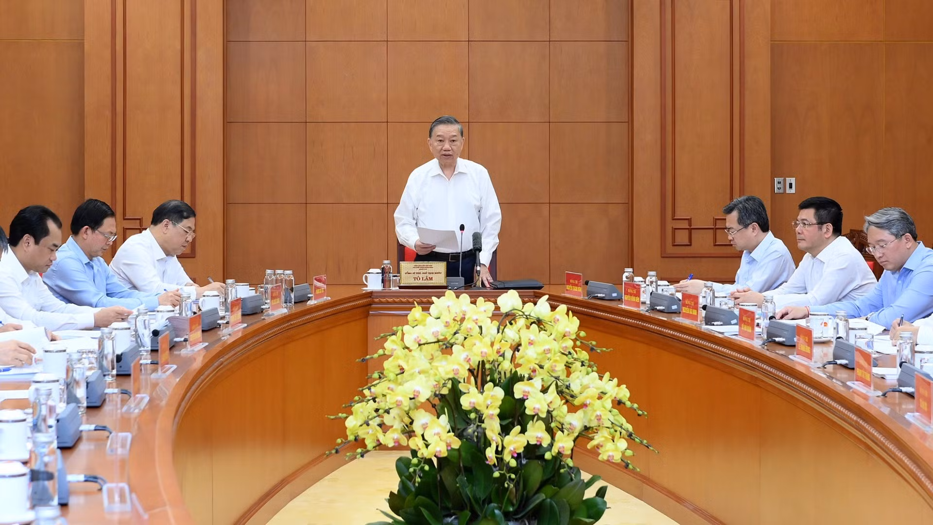 Tổng Bí thư, Chủ tịch nước Tô Lâm chủ trì làm việc với Đảng ủy Chính phủ về tổng kết Nghị quyết số 24-NQ TW. (Ảnh: ĐĂNG KHOA)