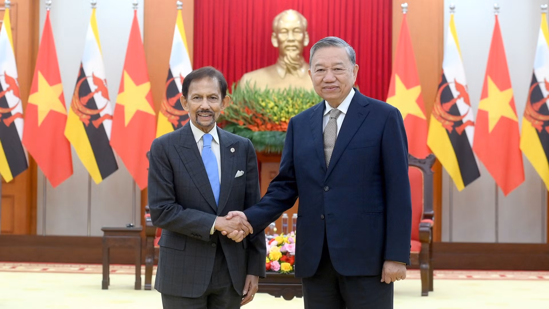 Tổng Bí thư Tô Lâm và Quốc vương Brunei Darussalam Haji Hassanal Bolkiah.