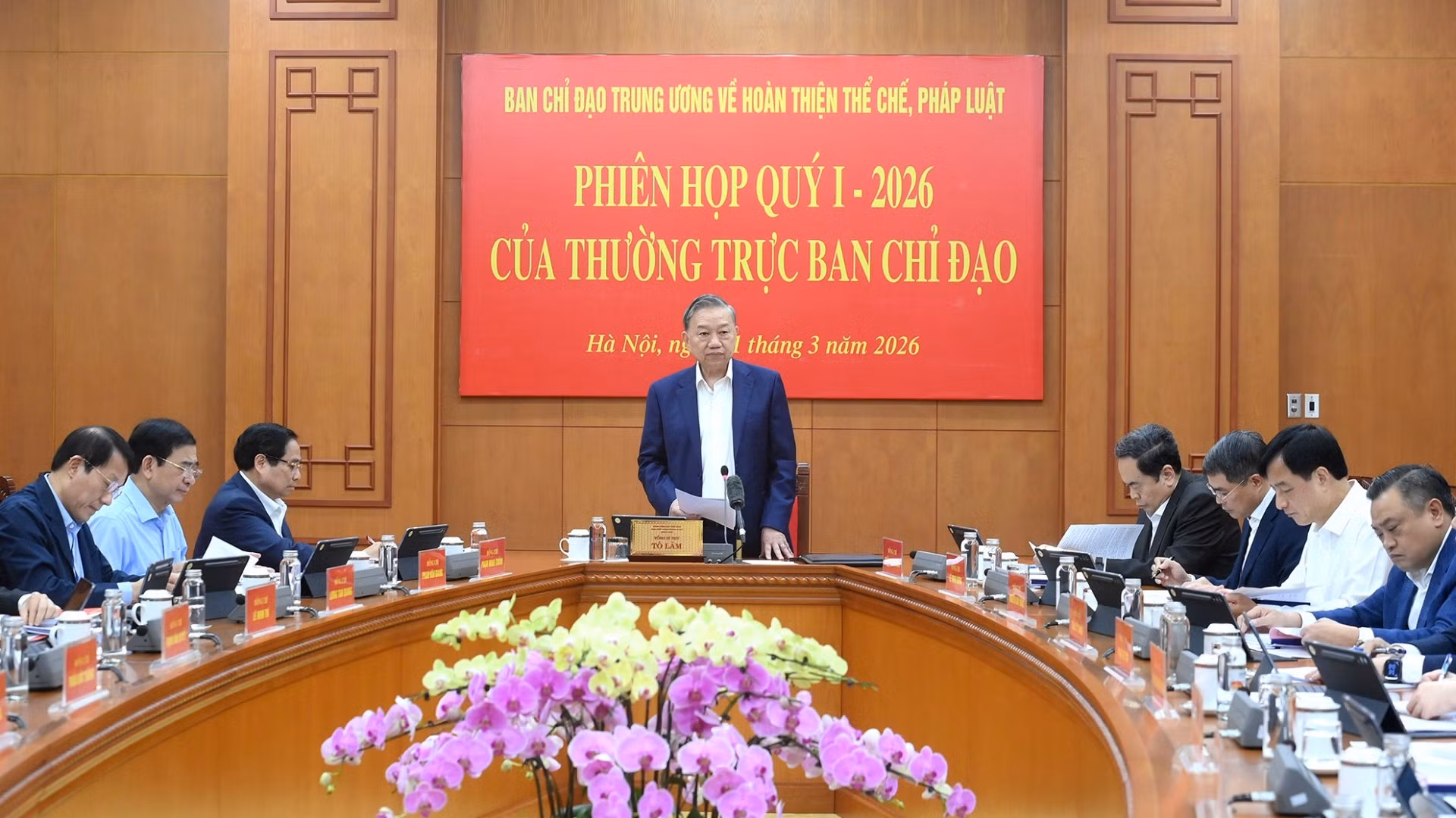 Tổng Bí thư Tô Lâm chủ trì phiên họp quý I/2026 của Thường trực Ban Chỉ đạo Trung ương về hoàn thiện thể chế, pháp luật. (Ảnh: ĐĂNG KHOA)