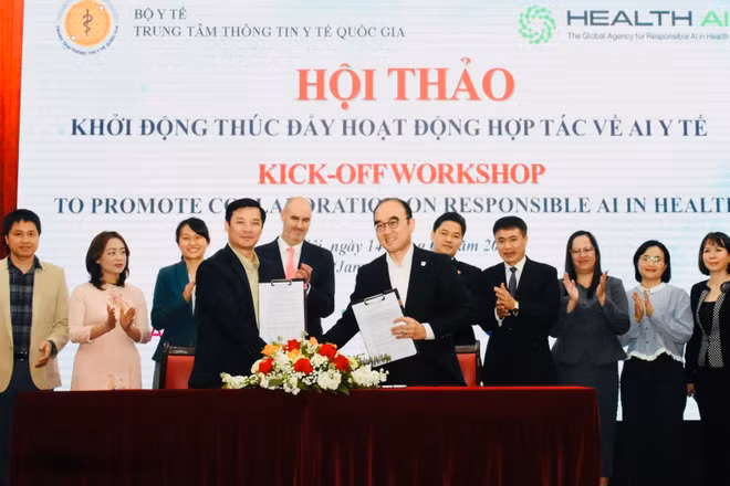 Các đơn vị ký kết trong thúc đẩy ứng dụng AI có trách nhiệm trong lĩnh vực y tế.