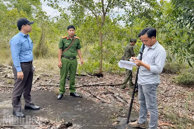 Lực lượng chức năng đặc khu Phú Quốc kiểm tra đất rừng.