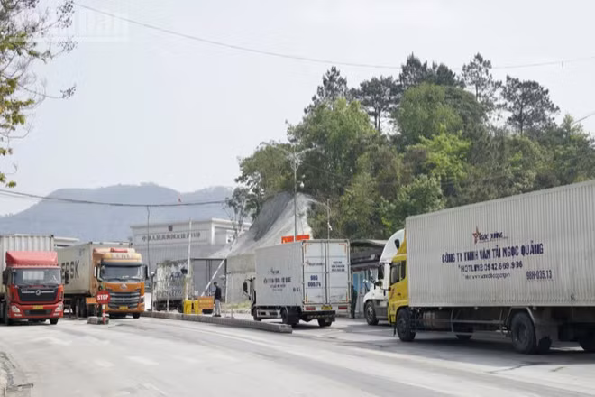 Các phương tiện xuất nhập khẩu tại khu vực Cửa khẩu Quốc tế Hữu Nghị, tỉnh Lạng Sơn.