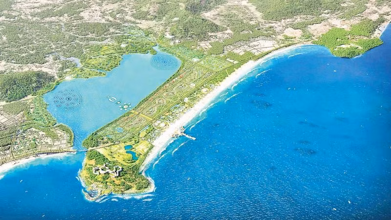 Phối cảnh tổng thể Khu đô thị, dịch vụ du lịch nổi tại đầm Đề Gi.