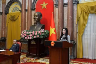 Doanh nhân Lê Nữ Thùy Dương phát biểu tại buổi gặp mặt Tổng Bí thư Tô Lâm ngày 11/10/2024. (Ảnh: ĐĂNG KHOA)