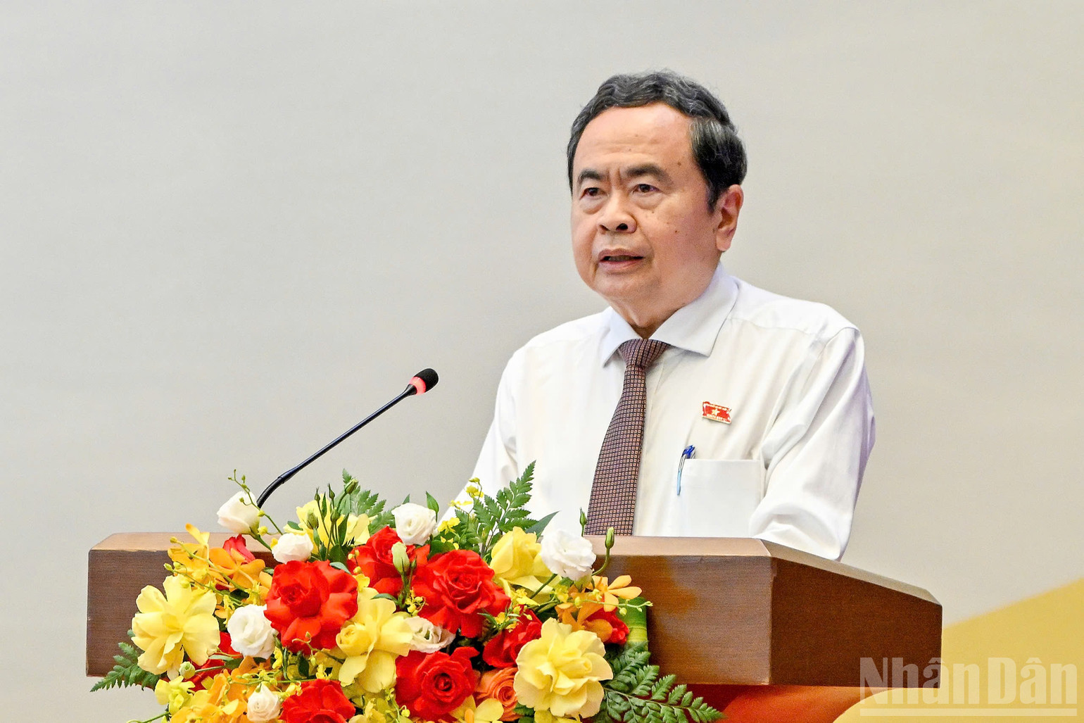 Chủ tịch Quốc hội Trần Thanh Mẫn ph&aacute;t biểu khai mạc hội nghị. (Ảnh: THỦY NGUY&Ecirc;N)