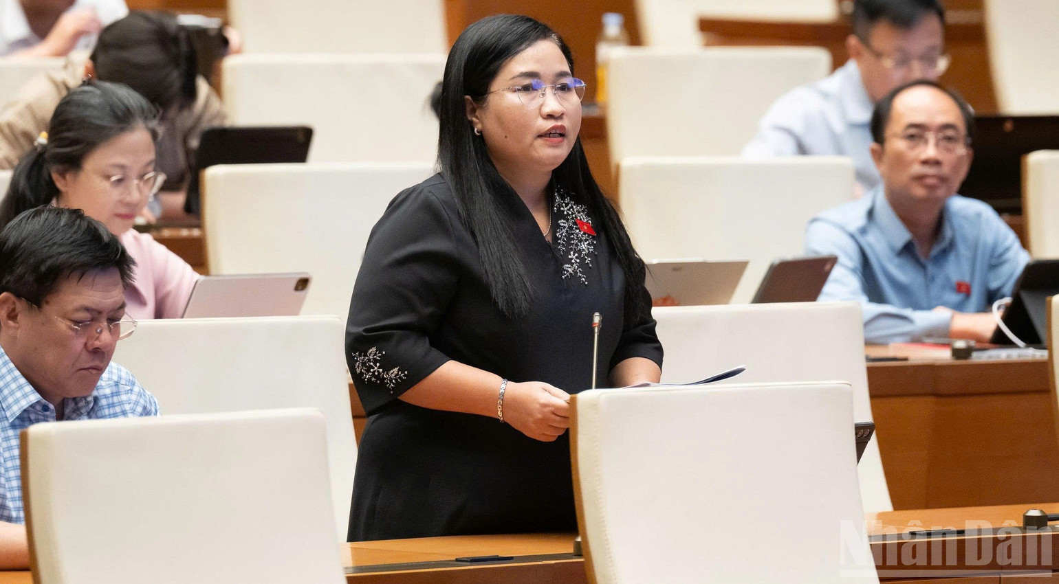 Đại biểu Chamal&eacute;a Thị Thủy (Đo&agrave;n Kh&aacute;nh H&ograve;a). (Ảnh: DUY LINH)