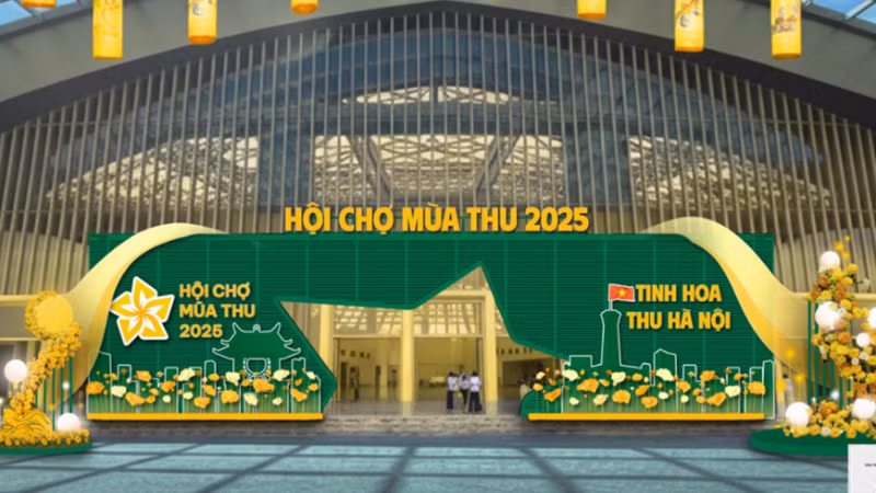 Cổng Hội chợ Mùa thu 2025. (Ảnh: Vneconomy.vn)