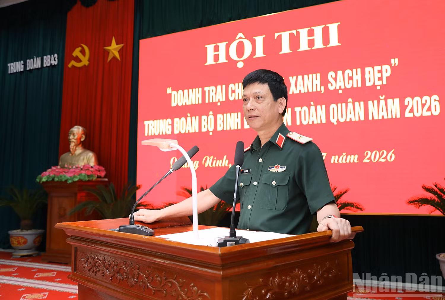 Thiếu tướng Hà Như Lợi, Phó Chủ nhiệm Tổng cục Hậu cần-Kỹ thuật, Trưởng Ban chỉ đạo hội thi phát biểu chỉ đạo.
