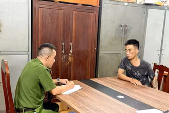 Đối tượng Mai Đức Giang tại Cơ quan Công an.