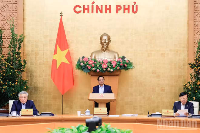 Thủ tướng Phạm Minh Chính chủ trì Phiên họp Chính phủ thường kỳ tháng 2. (Ảnh: TRẦN HẢI)